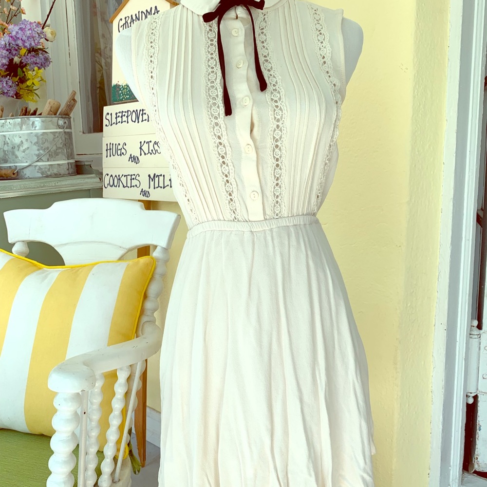 Prairie bohemian collar bow divided dress